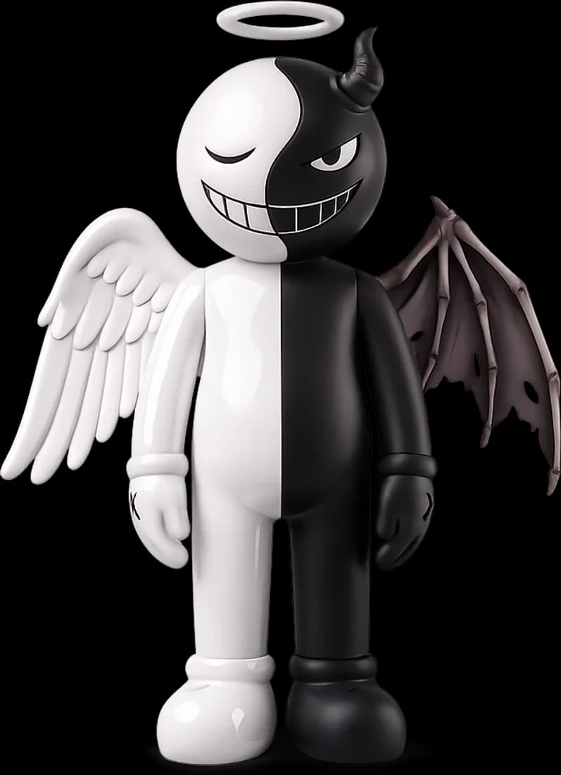 El personaje de kenmā: mitad ángel, mitad diablo